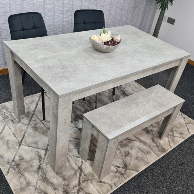 Kosy Koala 4 Seater Velvet Dining Bench Set Stone Grey Effect and Black - image 1