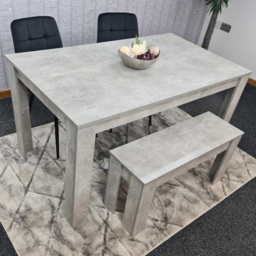 Kosy Koala 4 Seater Velvet Dining Bench Set Stone Grey Effect and Black