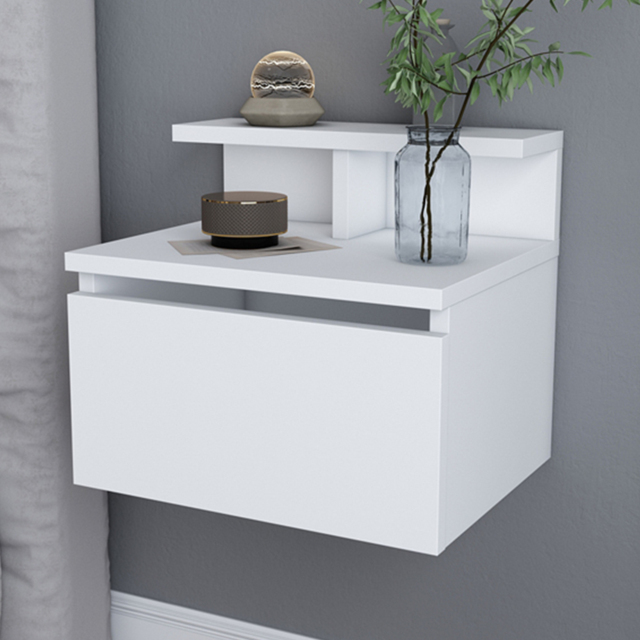 Decorotika Alice White Single Drawer Single Shelf Floating Bedside Table - image 1