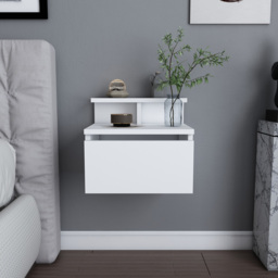 Decorotika Alice White Single Drawer Single Shelf Floating Bedside Table - thumbnail 4