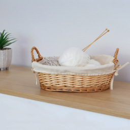 JVL 9L Acacia Honey Oval Willow Storage Basket - thumbnail 2
