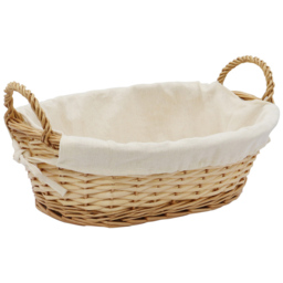 JVL 9L Acacia Honey Oval Willow Storage Basket - thumbnail 1