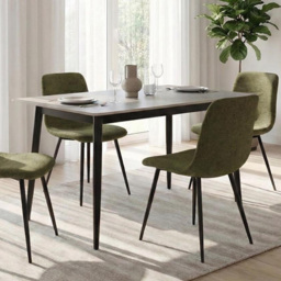 FWStyle Nova 4 Seater Grey Sintered Stone Marble Effect Heat Resistant Fixed Top Dining Table