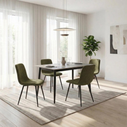 FWStyle Nova 4 Seater Grey Sintered Stone Marble Effect Heat Resistant Fixed Top Dining Table - thumbnail 4