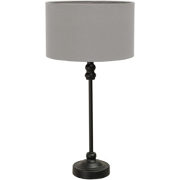 ValueLights Maggie Grey and Black Drum Shade Candlestick LED Table Lamp