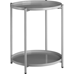 tectake Oxford Grey Round Bedside Table - thumbnail 2