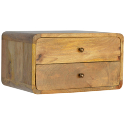Artisan Furniture Brown 2 Drawer Solid Wood Oak Floating Bedside Table - thumbnail 3