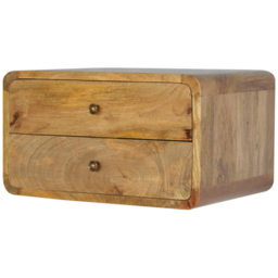 Artisan Furniture Brown 2 Drawer Solid Wood Oak Floating Bedside Table - thumbnail 4