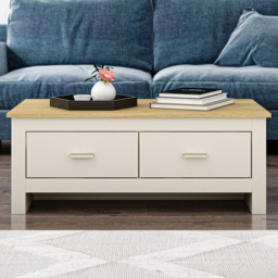 Lexington 2 Drawer Cream and Gold Coffee Table