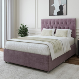Bedmaster Double Mauve Naples Linen Divan Base with Lona Headboard