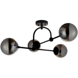 Merano Trieste Smoked Mirror Glass Matt Black Globe Ceiling Light