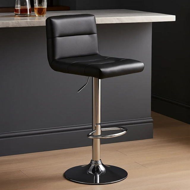 Premier Housewares Baina Black Bar Stool with Chrome Base - image 1