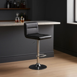 Premier Housewares Baina Black Bar Stool with Chrome Base - thumbnail 3