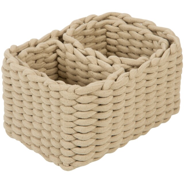 Set of 3 Rope Storage Baskets Stone - image 1