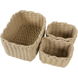 Set of 3 Rope Storage Baskets Stone - thumbnail 3
