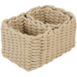 Set of 3 Rope Storage Baskets Stone - thumbnail 1