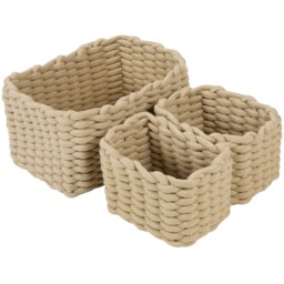 Set of 3 Rope Storage Baskets Stone - thumbnail 2
