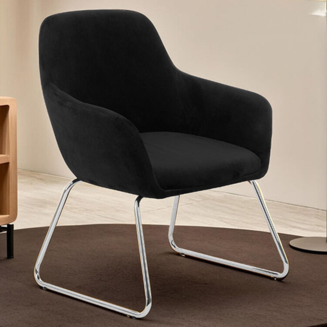 Premier Housewares Stockholm Black Velvet Chrome Legs Dining Chair - image 1