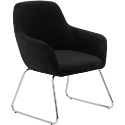 Premier Housewares Stockholm Black Velvet Chrome Legs Dining Chair - thumbnail 2