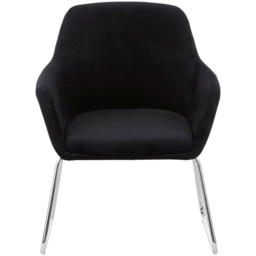 Premier Housewares Stockholm Black Velvet Chrome Legs Dining Chair - thumbnail 4