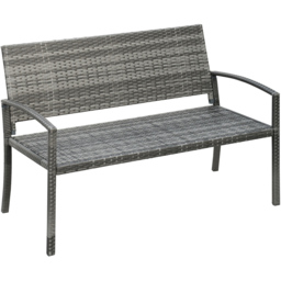Outsunny 2 Seater Grey Rattan Bench - thumbnail 2