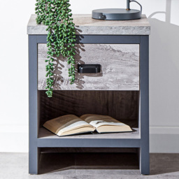 GFW Boston Single Drawer Grey Lamp Table