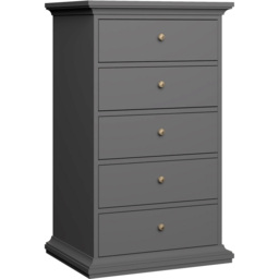 Florence Paris 5 Drawer Matt Grey Chest of Drawers - thumbnail 2