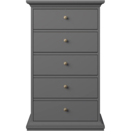 Florence Paris 5 Drawer Matt Grey Chest of Drawers - thumbnail 3