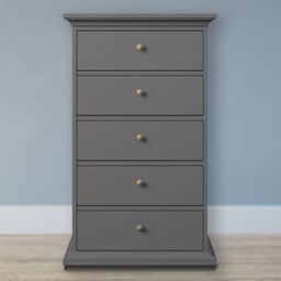 Florence Paris 5 Drawer Matt Grey Chest of Drawers - thumbnail 1