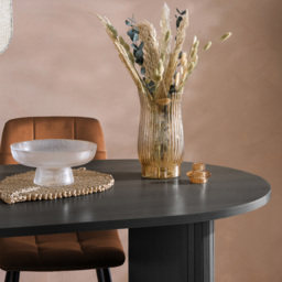 Axel 4 Seater Oval Fluted Dining Set Black and Russet Fabric - thumbnail 3
