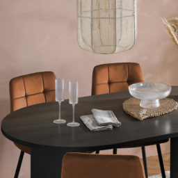 Axel 4 Seater Oval Fluted Dining Set Black and Russet Fabric - thumbnail 4