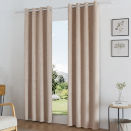 Alan Symonds Temple Velvet Blackout Ring Top Eyelet Curtains Latte 168 x 183cm
