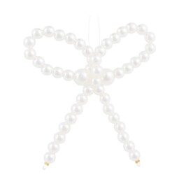 Blushing Ballroom White Pearl Beaded Bow Hanging Christmas Decoration - thumbnail 1