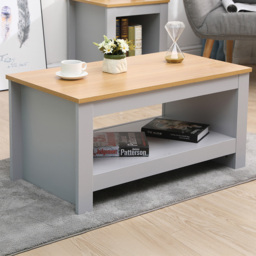 FurnitureHMD Grey and Oak Single Shelf Wooden Coffee Table