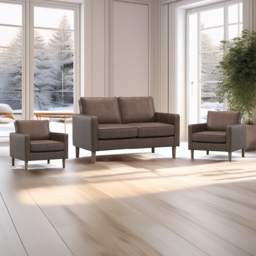Bexhill Brown Faux Leather 4 Seater Sofa Suite