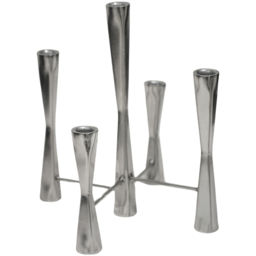Ivyline Parker Silver 5 Piece Candle Holder Centrepiece