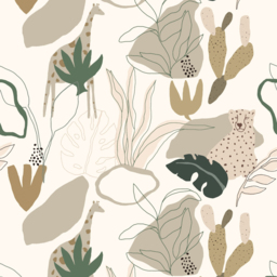 Grandeco Roomblush Safari Jungle Kids Neutral Beige 4 Lane Wall Mural - thumbnail 2