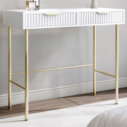 CARME Home Maya White 2 Drawer Ribbed Dressing Table