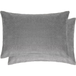 Silver Teddy Fleece Pillowcase 50 x 75cm 2 Pack