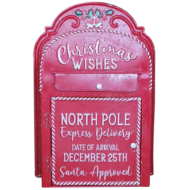 Samuel Alexander Red and White Santa Metal Post Box Christmas Decoration - image 1