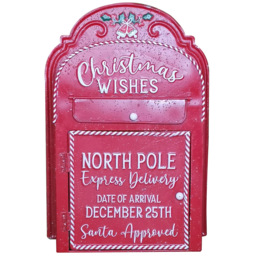 Samuel Alexander Red and White Santa Metal Post Box Christmas Decoration - thumbnail 1