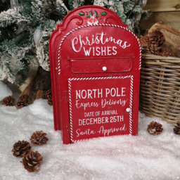 Samuel Alexander Red and White Santa Metal Post Box Christmas Decoration - thumbnail 3