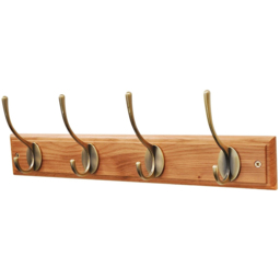 Headbourne Oak and Antique Brass Victorian 4 Hook Coat Rail - thumbnail 1