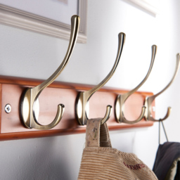 Headbourne Oak and Antique Brass Victorian 4 Hook Coat Rail - thumbnail 2