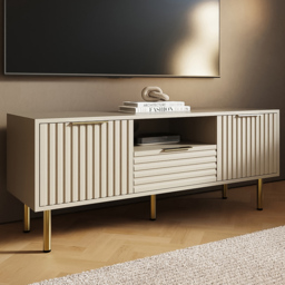 GFW Nervata 2 Door Sigle Drawer Ivory TV Unit