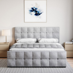 Vida Designs Valentina King Size Velvet Silver Ottoman Bed with Gel Memory Foam Mattress - thumbnail 4