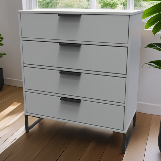 Crowndale Diego 4 Drawer Dusk Grey Chest of Drawers Ready Assembled - image 1