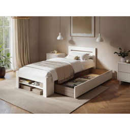 Noomi Pradis Single White Bed Frame with Storage - thumbnail 3