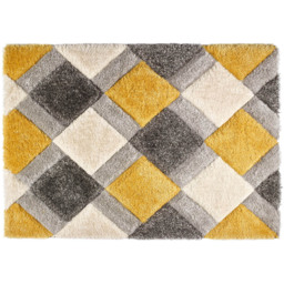 Origins Ochre 3D Geo Shaggy Carved Rug 60 x 110cm - thumbnail 1
