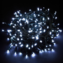 Best Artificial Mains Powered 200 Bright White LED Multi-Function Black String Light 20m